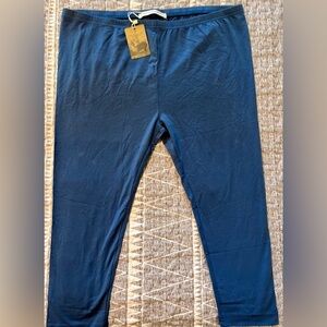 Peruvian Connection Cadet Blue Cropped Leggings XL NWT Pima Cotton